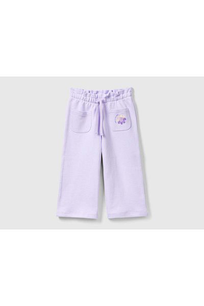 United Colors of Benetton Kids' Front-Printed Cropped Sports Pants
