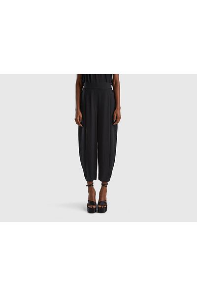 United Colors of Benetton Women's Wide Pleated Cropped Trousers