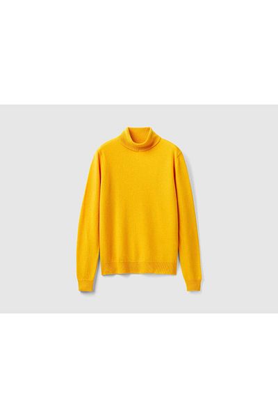 United Colors of Benetton Womens' Cream Merino Wool High Neck Sweater