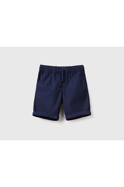United Colors of Benetton 100% Cotton Solid Color Boys' Shorts with Drawstring