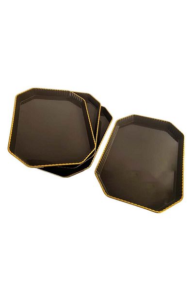 PUFO Set de 4 tăvi Gentle dreptunghiulare pentru servirea aperitivelor, dulciurilor, bomboanelor, 20 x 15 cm, gri