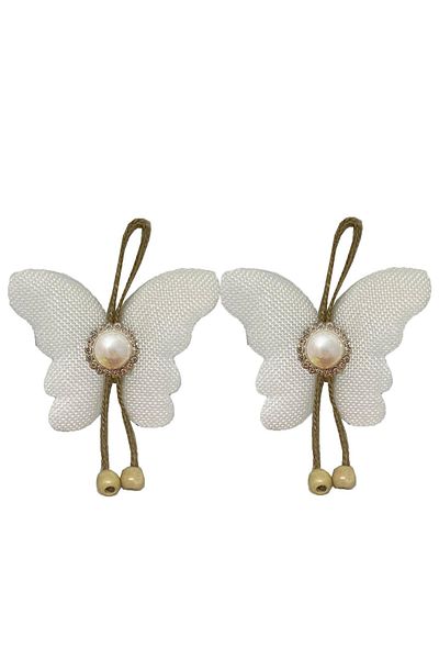 PUFO Set elegant de legături pentru perdea cu fluturi și magnet, 2 buc., alb