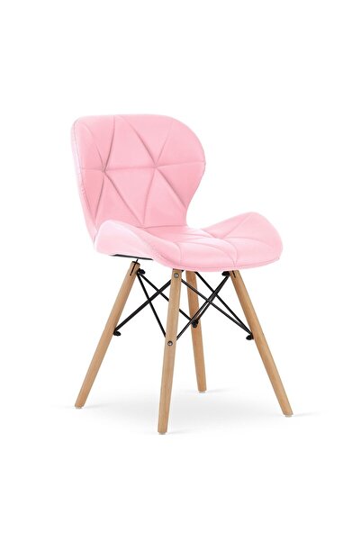 JollyMag Scaun stil scandinav, Artool, Lago, piele ecologica, lemn, roz, 47x5...