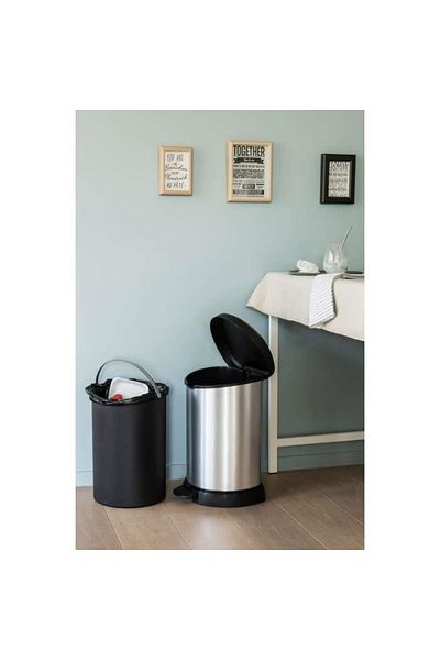 JollyMag Waste bin, 15 L, silver/black, CURVER