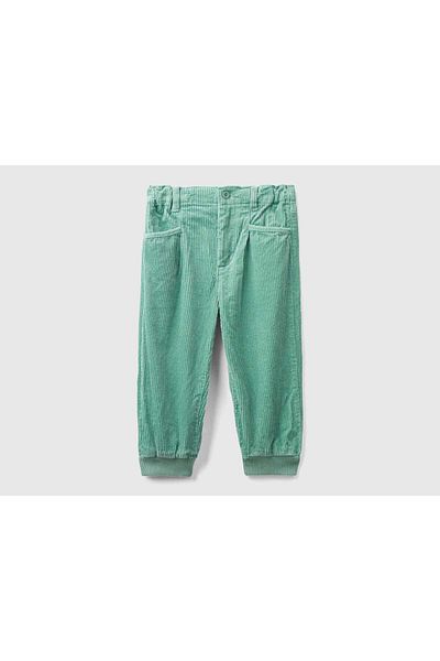 United Colors of Benetton Kids' Long Ribbed Velvet Pants with Elastic Legs