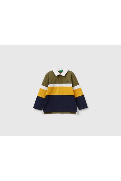 United Colors of Benetton Boys' 100% Cotton Striped Polo Shirt