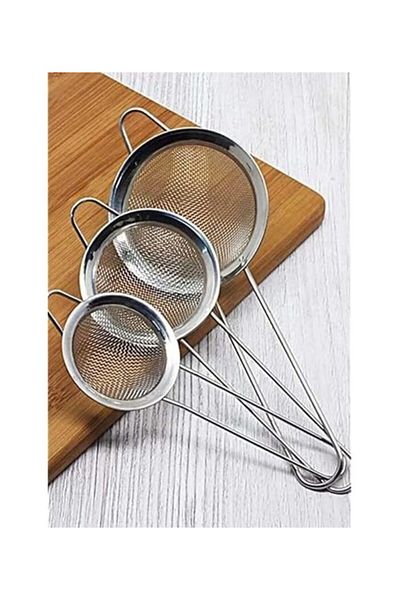 UNDERGROUND TRADE Stainless Steel 3-Piece Strainer Set - Stainless Steel Wire Strainer - (10 Cm- 12 Cm- 14 cm) Milk Strainer
