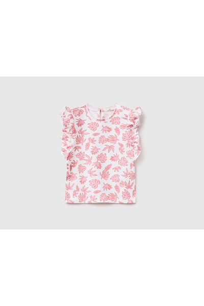 United Colors of Benetton Tropical Print Butterfly Sleeve Blouse for Girls
