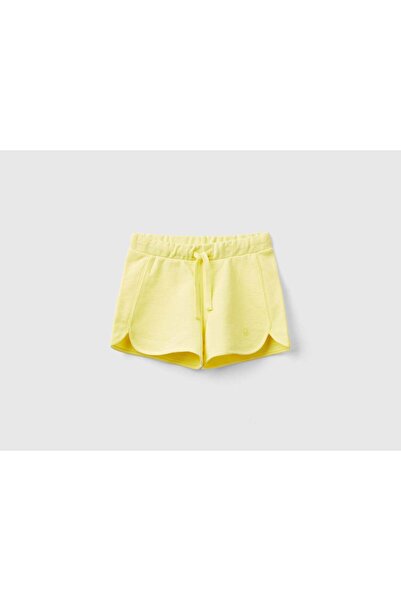 United Colors of Benetton شورت برباط من القطن العضوي 100% بلون واحد للأطفال