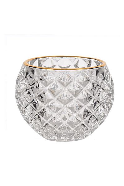 PUFO Suport decorativ pentru lumânări din sticlă Elegant, 7,5 cm, transparent