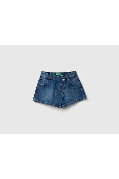 United Colors of Benetton حزام جينز قصير للأولاد مزود بأزرار وأربعة جيوب