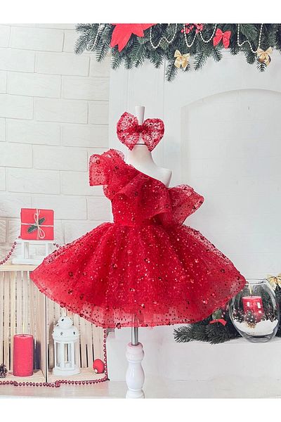 Nissa Red Open Shoulder Girl's Dress Evening Dress