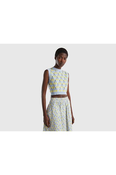United Colors of Benetton Women's Crop Top Sweater with Fruit Print