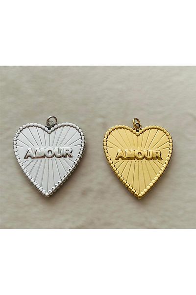 312 KONSEPT Amour Written Steel Heart Figure Steel Silver Color Pendant 3 cm 1 Piece