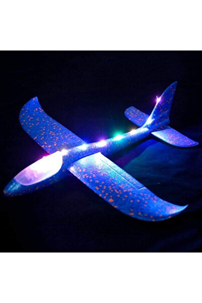 Slons Aksesuar Oyuncak köpük uçak elle atmalı mavi renk ışıklı oyuncak uçak p...