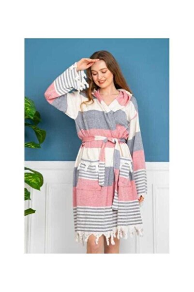 KIZILELMADA Bohemian Style Unisex Colorful Plaid Peshtemal Bathrobe – 100% Cotton, Thin, Light and Absorbent