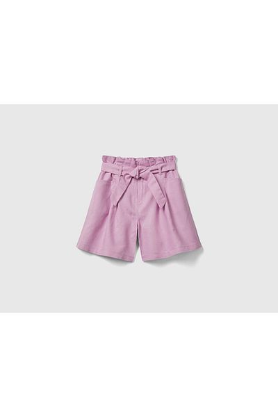 United Colors of Benetton Girls' Plain Bermuda Shorts with Belt