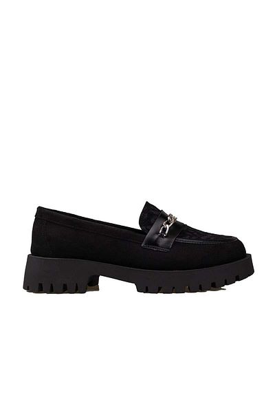 Trend Adımlar Black Women's Nubuck Leopard Casual Shoes