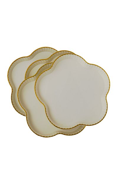 PUFO Set de 4 tăvi Gentle pentru servirea aperitivelor, dulciurilor, bomboanelor, 16 cm, albe