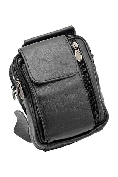 Micutz Men's Genuine Leather Belt Bag: Phone Compartment, Black Color