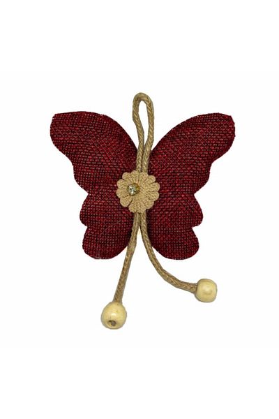 PUFO Set de șnururi fluture pentru perdea sau draperie cu magnet, 2 buc., roșu