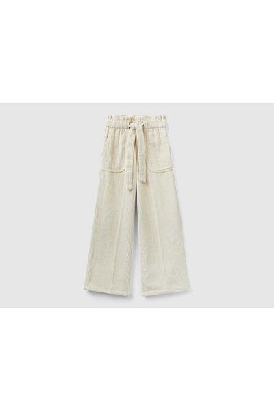 United Colors of Benetton Girls' Wide-Leg Velvet Pants