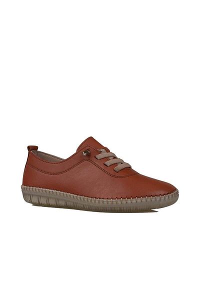 Trend Adımlar Tan Rubber Laced Genuine Leather Women's Comfort Shoes