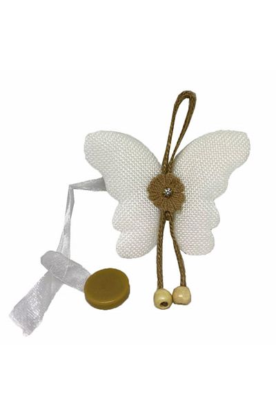 PUFO Set de legături pentru perdea cu fluture și magnet, 2 buc., alb