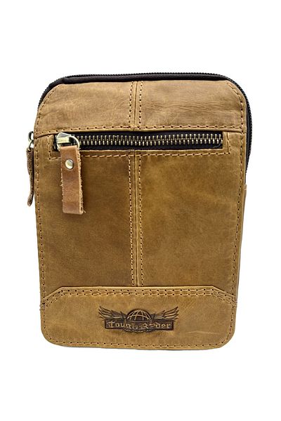 Micutz Men's Belt Bag in Cowhide Leather, Allan Marco, Brown, Dark Brown, Light Brown