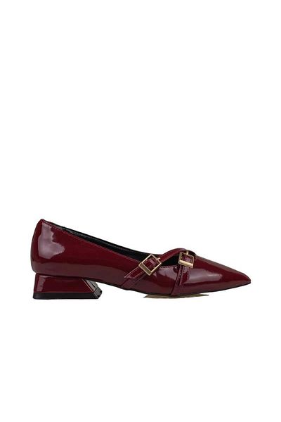 Trend Adımlar Burgundy Patent Leather Women's Oxford Shoes