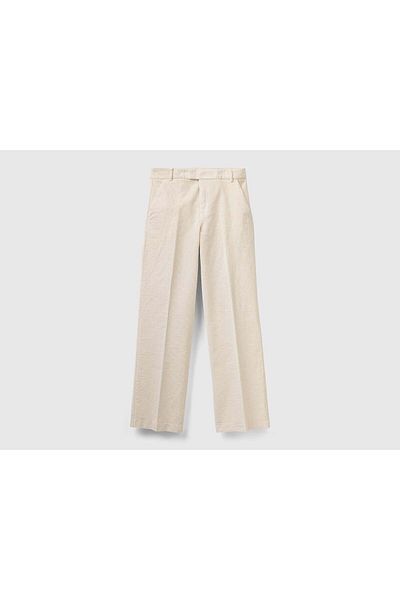 United Colors of Benetton Straight Leg Velvet Pants with Side Pockets