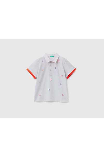 United Colors of Benetton Boys' Short Sleeve Polo Shirt with Apple Print