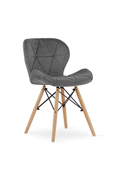 JollyMag Židle ve skandinávském stylu, Artool, Lago Velvet, samet, dřevo, šedá, 48x52,5x74 cm