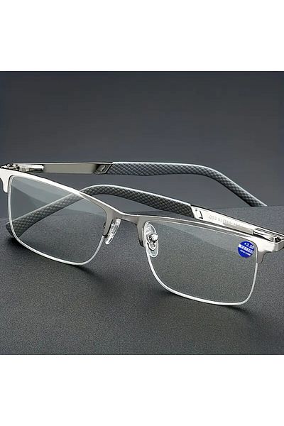 ZENION Premium Near Reading-Glasses +3.5 (+350) Blue Light Protection, Stainless Aluminum Alloy Metal Frame