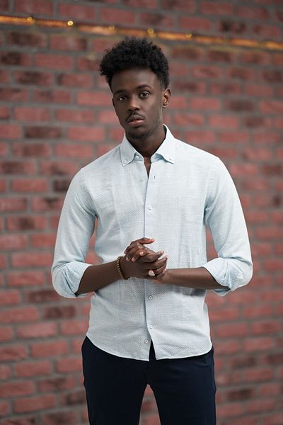ModTime Slimfit Straw Woven Collar Buttoned Slimfit Shirt