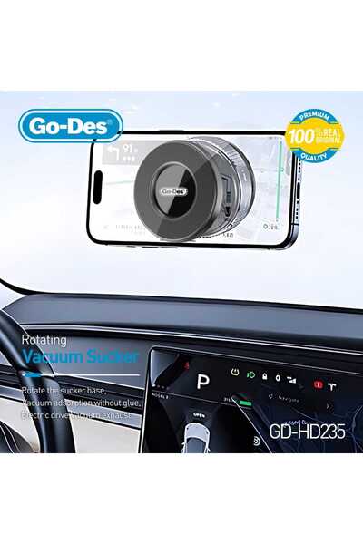 Go-Des Goodies 360 Degree Rotating Electric Magnetic Phone Holder with Suction Base, One-Handed Use