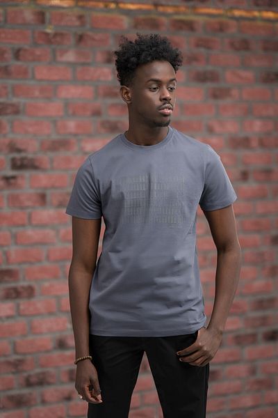ADVANTE Slim Fit βαμβακερό μπλουζάκι με στάμπα μπροστά με λαιμόκοψη