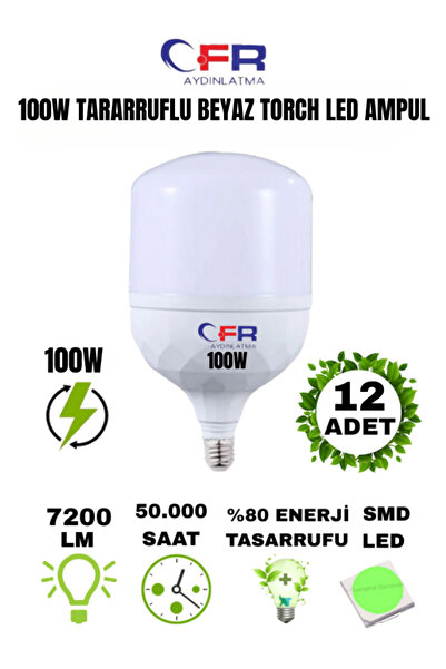 CFR LED AYDINLATMA 100w Tasarruflu E27 Beyaz Işık Torch Led Ampul-1-2-4-6-8-10-20-30-50-100- Adettir