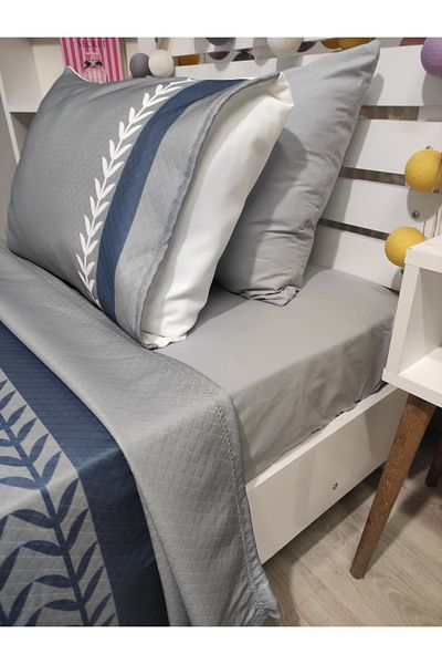 yok yok evim eve dair her şey 4 Pieces of Laurel Bordured (100% Cotton 120X200 Fitted Sheet) Single Pique Bedspread Set