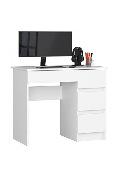 JollyMag Birou calculator, placa laminata, 4 sertare, dreapta, alb, 90x50x77 cm