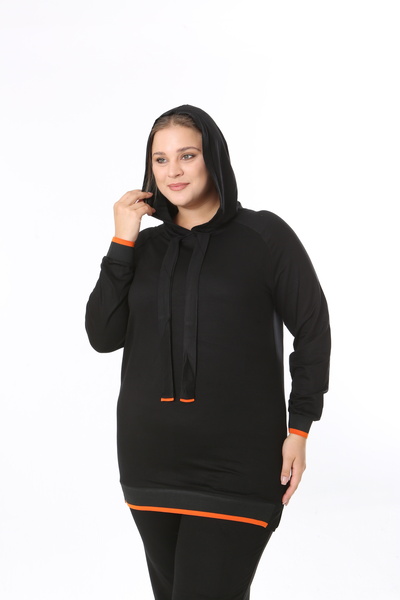 XL Modam Women's 2 Strand Hooded Black Large Size Set