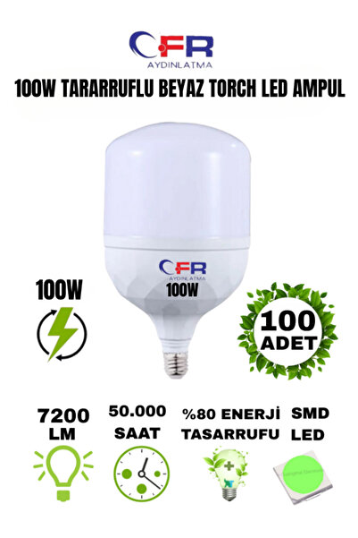 CFR LED AYDINLATMA 100w Tasarruflu E27 Beyaz Işık Torch Led Ampul-1-2-4-6-8-10-20-30-50-100- Adettir