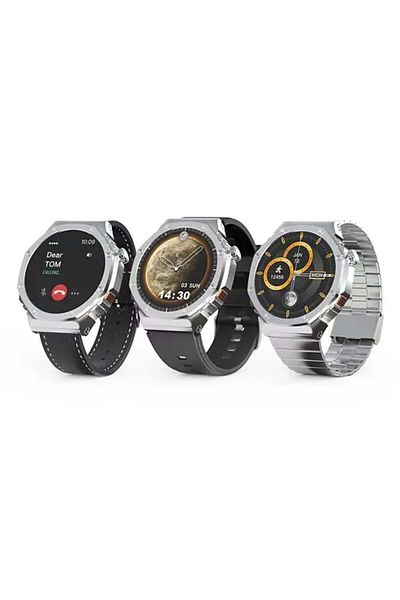 HAINOTEKO Haino Teko Round Shape AMOLED Display Smart Watch For Men and Boys Silver