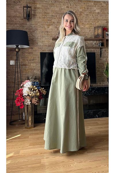 Cardella 3-Piece Women's Set with Embroidered Jacket, 100% Cotton Underwear and Skirt