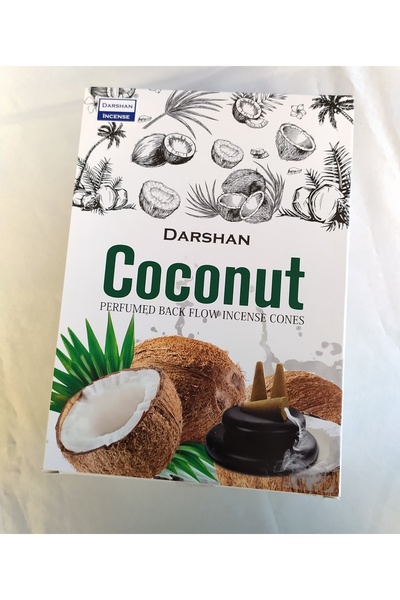 Darshan Incense Darhsan 10 Adet Coconut Hindistan Cevizi Kokulu Geri Akış Bac...