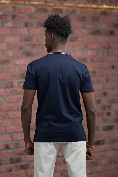 nehir by ahmet fulker Μπλουζάκι με λαιμόκοψη Mercerized βαμβακερό λεπτό ύφασμα κανονική εφαρμογή