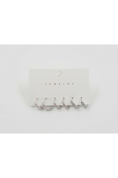 Sumen Butik Ring Silver Color Bujiteri Earring Set