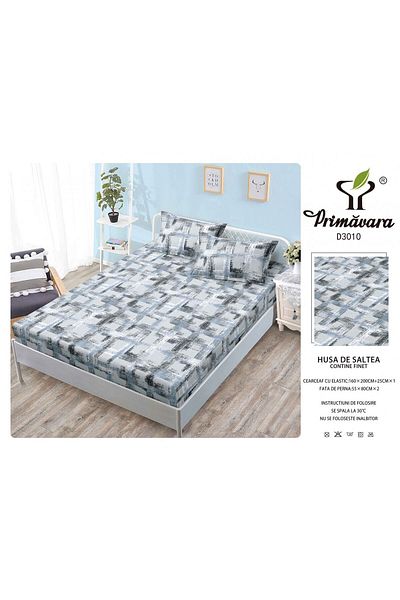 FIONNA.RO Duvet Cover With Elastic And Pillowcases 160X200cm - Abstract Hatched
