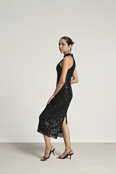 laviess Halter yaka payet elbise