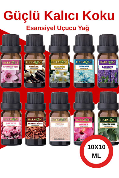 HARMONİ Saf Esansiyel Uçucu Yağ Buhurdanlık Yağı Difüzör Esansı Aromaterapi Ortam Koku Yağı 10X10ML